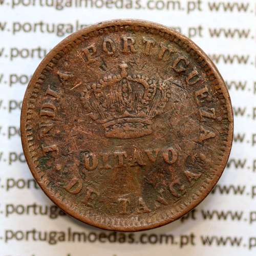 Oitavo de Tanga cobre 1886, "1/8 Tanga Bombaim - Índia Portuguesa" D. Luis I, (BC), World Coins Portuguese India KM 307