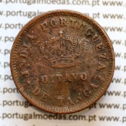 Oitavo de Tanga cobre 1886, "1/8 Tanga Bombaim - Índia Portuguesa" D. Luis I, (BC), World Coins Portuguese India KM 307