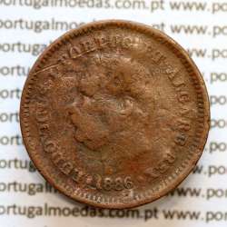 Oitavo de Tanga cobre 1886, "1/8 Tanga Bombaim - Índia Portuguesa" D. Luis I, (BC), World Coins Portuguese India KM 307