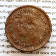 Oitavo de Tanga cobre 1886, "1/8 Tanga Bombaim - Índia Portuguesa" D. Luis I, (BC), World Coins Portuguese India KM 307