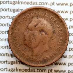 Índia, Oitavo de Tanga cobre 1886, Índia Portuguesa D. Luis I, Eixo deslocado Oblíquo às 5 horas, (BC)
