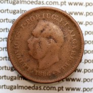 Índia, Oitavo de Tanga cobre 1886, Índia Portuguesa D. Luis I, Eixo deslocado Oblíquo às 5 horas, (BC)