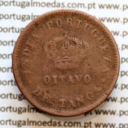 Índia, Oitavo de Tanga cobre 1886, Índia Portuguesa D. Luis I, Eixo deslocado Oblíquo às 5 horas, (BC)
