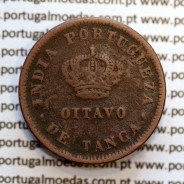 Oitavo de Tanga cobre 1886, "1/8 Tanga Bombaim - Índia Portuguesa" D. Luis I, (BC), World Coins Portuguese India KM 307