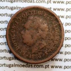 Oitavo de Tanga cobre 1886, "1/8 Tanga Bombaim - Índia Portuguesa" D. Luis I, (BC), World Coins Portuguese India KM 307