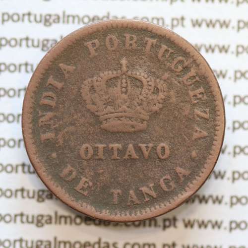 Oitavo de Tanga cobre 1886, "1/8 Tanga Bombaim - Índia Portuguesa" D. Luis I, (BC), World Coins Portuguese India KM 307