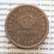Oitavo de Tanga cobre 1886, "1/8 Tanga Bombaim - Índia Portuguesa" D. Luis I, (BC), World Coins Portuguese India KM 307