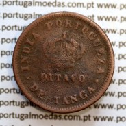Oitavo de Tanga cobre 1886, "1/8 Tanga Bombaim - Índia Portuguesa" D. Luis I, (BC/REG), World Coins Portuguese India KM 307