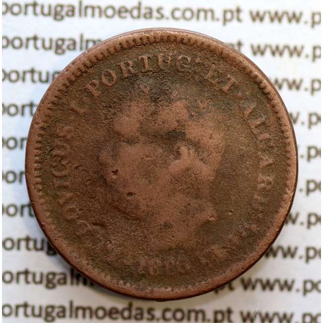 Oitavo de Tanga cobre 1886, "1/8 Tanga Bombaim - Índia Portuguesa" D. Luis I, (BC/REG), World Coins Portuguese India KM 307