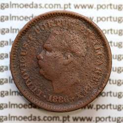 Índia, Oitavo de Tanga cobre 1886, Índia Portuguesa D. Luis I, Eixo deslocado Oblíquo às 7 horas, (BC)