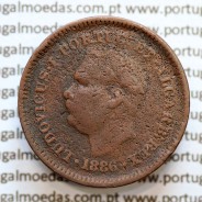 Índia, Oitavo de Tanga cobre 1886, Índia Portuguesa D. Luis I, Eixo deslocado Oblíquo às 7 horas, (BC)