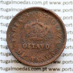 Índia, Oitavo de Tanga cobre 1886, Índia Portuguesa D. Luis I, Eixo deslocado Oblíquo às 7 horas, (BC)