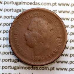 Índia, Oitavo de Tanga cobre 1886, Índia Portuguesa D. Luis I, Eixo deslocado Oblíquo às 7 horas, (BC)