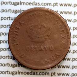 Índia, Oitavo de Tanga cobre 1886, Índia Portuguesa D. Luis I, Eixo deslocado Oblíquo às 7 horas, (BC)