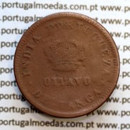Índia, Oitavo de Tanga cobre 1886, Índia Portuguesa D. Luis I, Eixo deslocado Oblíquo às 7 horas, (BC)