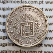 Índia, Oitavo de Rupia prata 1881, "1/8 Rupia Calcutá - Índia Portuguesa" D. Luis I, (MBC), Eixo Oblíquo deslocado ás 7 horas