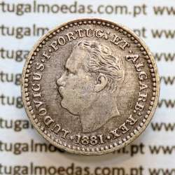 Índia, Oitavo de Rupia prata 1881, "1/8 Rupia Calcutá - Índia Portuguesa" D. Luis I, (MBC), Eixo Oblíquo deslocado ás 7 horas