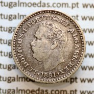 Índia, Oitavo de Rupia prata 1881, "1/8 Rupia Calcutá - Índia Portuguesa" D. Luis I, (MBC), Eixo Oblíquo deslocado ás 7 horas
