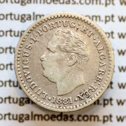 Índia, Oitavo de Rupia prata 1881, "1/8 Rupia Calcutá - Índia Portuguesa" D. Luis I, (MBC), Eixo Oblíquo deslocado ás 5 horas