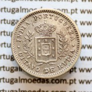 Índia, Oitavo de Rupia prata 1881, "1/8 Rupia Calcutá - Índia Portuguesa" D. Luis I, (MBC), Eixo Oblíquo deslocado ás 5 horas