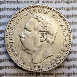 Índia, Meia Rupia prata 1881, "1/2 Rupia Calcutá - Índia Portuguesa" D. Luis I, (MBC), World Coins Portuguese India KM 311