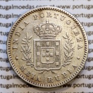Índia, Meia Rupia prata 1881, "1/2 Rupia Calcutá - Índia Portuguesa" D. Luis I, (MBC), World Coins Portuguese India KM 311