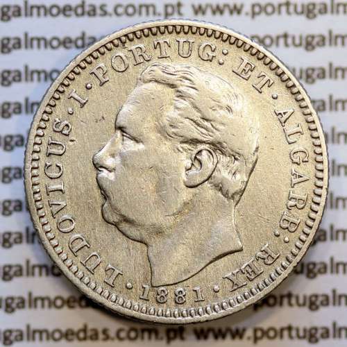 Índia, Meia Rupia prata 1881, "1/2 Rupia Calcutá - Índia Portuguesa" D. Luis I, (MBC), World Coins Portuguese India KM 311