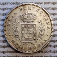 Índia, Meia Rupia prata 1881, "1/2 Rupia Calcutá - Índia Portuguesa" D. Luis I, (MBC), World Coins Portuguese India KM 311