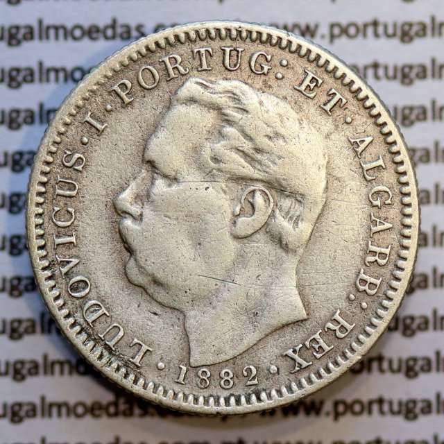 Índia, Meia Rupia prata 1882, "1/2 Rupia Bombaim - Índia Portuguesa" D. Luis I, (MBC), World Coins Portuguese India KM 311