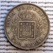Índia, Uma Rupia prata 1881, "Calcutá - Índia Portuguesa" D. Luis I, (MBC+/BELA-), World Coins Portuguese India KM 312