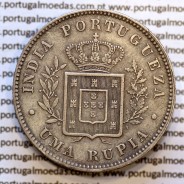 Índia, Uma Rupia prata 1881, "Calcutá - Índia Portuguesa" D. Luis I, (MBC+/BELA-), World Coins Portuguese India KM 312