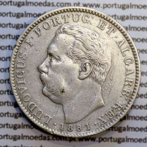 Índia, Uma Rupia prata 1881, "Calcutá - Índia Portuguesa" D. Luis I, (MBC+), World Coins Portuguese India KM 312