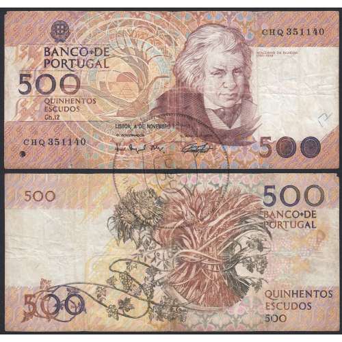 Nota de 500 Escudos 1993 Mouzinho da Silveira, 500$00 04/11/1993 Chapa: 12 - Banco de Portugal (Muito Circulada)