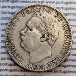 Índia, Uma Rupia prata 1882, "Bombaim - Índia Portuguesa" D. Luis I, Eixo Oblíquo deslocado as 5 horas, (MBC+/BELA-)