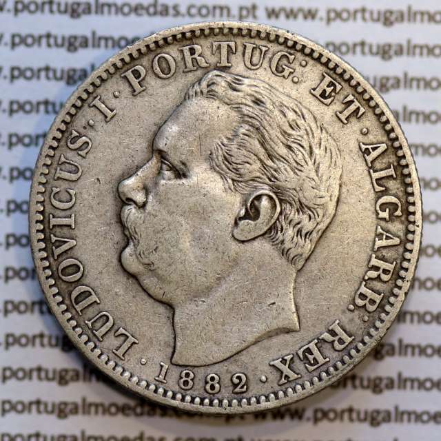 Índia, Uma Rupia prata 1882, "Bombaim - Índia Portuguesa" D. Luis I, Eixo Oblíquo deslocado as 5 horas, (MBC+/BELA-)