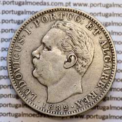 Índia, Uma Rupia prata 1882, "Bombaim - Índia Portuguesa" D. Luis I, Eixo Oblíquo deslocado as 5 horas, (MBC+/BELA-)