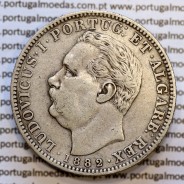 Índia, Uma Rupia prata 1882, "Bombaim - Índia Portuguesa" D. Luis I, Eixo Oblíquo deslocado as 5 horas, (MBC+/BELA-)