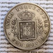 Índia, Uma Rupia prata 1882, "Bombaim - Índia Portuguesa" D. Luis I, Eixo Oblíquo deslocado as 5 horas, (MBC+/BELA-)