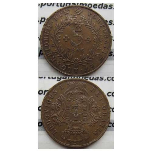 Açores, 5 Réis 1866 cobre  D. Luis I " cinco reis 1866 Açores", World Coins Azores KM 10
