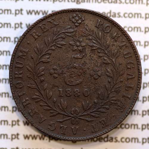 Açores, 5 Réis 1880 cobre  D. Luis I " cinco reis 1880 Açores", (BC+/MBC-), World Coins Azores KM 13