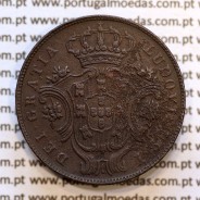 Açores, 5 Réis 1880 cobre  D. Luis I " cinco reis 1880 Açores", (BC+/MBC-), World Coins Azores KM 13