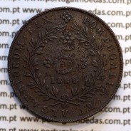 Açores, 5 Réis 1880 cobre  D. Luis I " cinco reis 1880 Açores", (BC+/MBC-), World Coins Azores KM 13