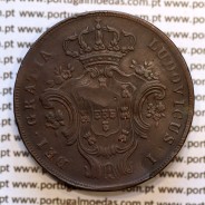 Açores, 10 Réis 1865 cobre  D. Luis I "dez reis 1865 Açores", (BC/MBC-), World Coins Azores KM 14