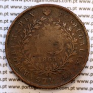 Açores, 10 Réis 1865 cobre  D. Luis I "dez reis 1865 Açores", (BC), World Coins Azores KM 14