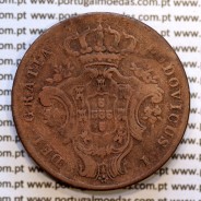 Açores, 10 Réis 1865 cobre  D. Luis I "dez reis 1865 Açores", (BC-/REG), World Coins Azores KM 14