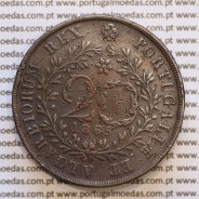 Açores, 20 Réis 1865 cobre  D. Luis I "Vinte réis 1865 Açores, Legenda sem pontos", (MBC-), World Coins Azores KM 15