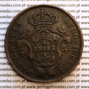 Açores, 20 Réis 1865 cobre  D. Luis I "Vinte réis 1865 Açores, Legenda sem pontos", (MBC), World Coins Azores KM 15