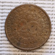 Açores, 20 Réis 1865 cobre  D. Luis I "Vinte réis 1865 Açores, Legenda sem pontos", (BC), World Coins Azores KM 15
