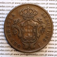 Açores, 20 Réis 1865 cobre  D. Luis I "Vinte réis 1865 Açores, Legenda sem pontos", (BC), World Coins Azores KM 15