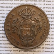 Açores, 20 Réis 1865 cobre  D. Luis I "Vinte réis 1865 Açores, Legenda sem pontos", (BC), World Coins Azores KM 15